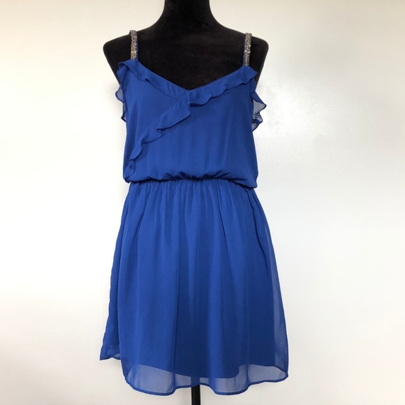 Elegant Blue Ruffle Dress - Picture 1 of 6